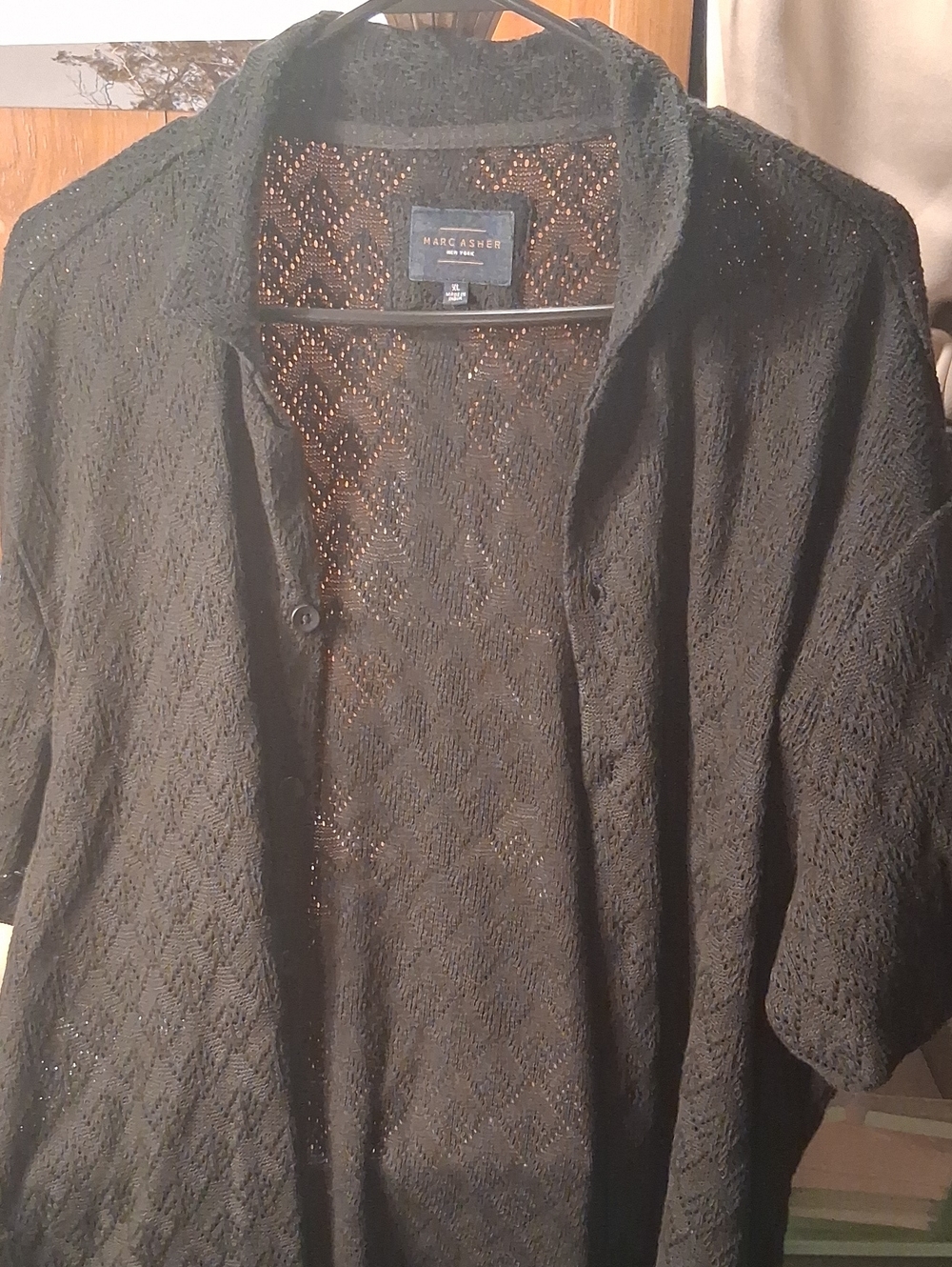 Black Lace Button-Down Shirt